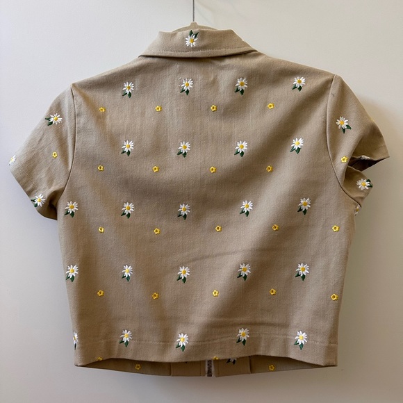 Miaou Daisy Zip-Up Crop Top - Picture 2 of 2